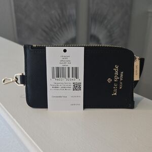 kate spade black saffiano leather card case tag